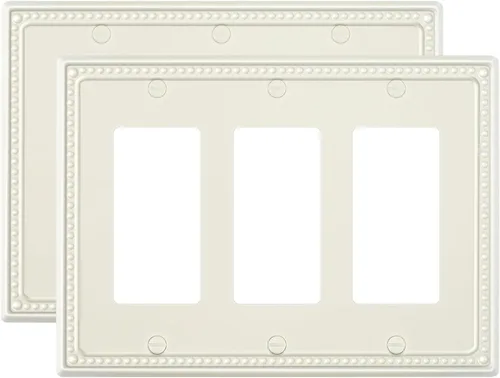 Miniatura 85 de Paquete de 4 placas de cubierta para interruptor de luz de palanca individual, cubiertas decorativas de perlas, placa de pared de metal almendra