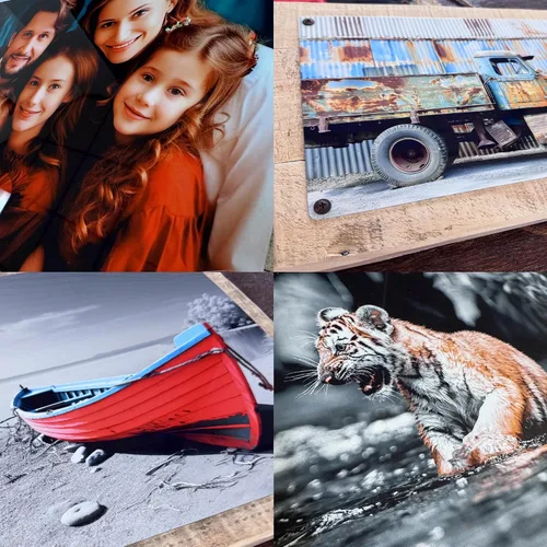Miniatura 7 de MUNDAZE Impresión de metal de retrato personalizado en marco de paleta de madera recuperada – Regalo de foto familiar personalizado – Recuerdo