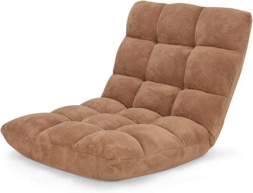 Miniatura 14 de GOFLAME Sofá de suelo plegable de 14 posiciones, sofá ajustable para juegos, silla acolchada, cama plegable para dormir para sala de estar, Negro