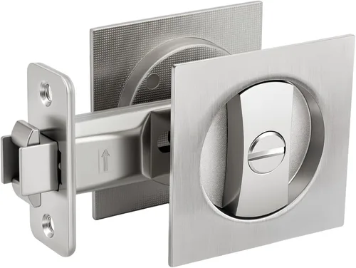 Miniatura 10 de goldenwarm Cerradura de Puerta Corrediza Redonda de Níquel Cepillado, Herrajes para Puerta Corrediza para Orificio Redondo de 2-1/8'', Manijas