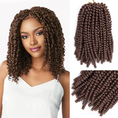 Miniatura 7 de Cabello trenzado de resorte de 8 pulgadas, 6 paquetes de cabello trenzado de resorte para trenzas de mariposa, extensiones de cabello suave de fibra
