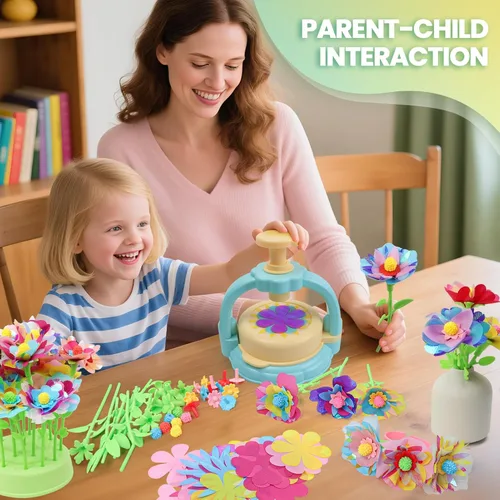 Miniatura 2 de Kit de manualidades de flores para niños de 4 a 8 años – Ramo de tela DIY juguete para niñas y niños – Regalo STEM reutilizable sin pegamento – Haz