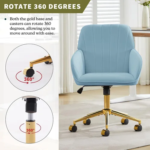 Miniatura 9 de Silla de escritorio de terciopelo para oficina en casa, moderna y bonita silla de trabajo para computadora con respaldo, silla de tocador tapizada