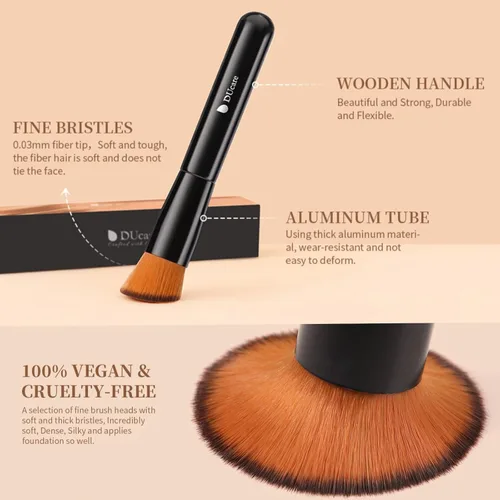 Miniatura 5 de DUcare Brocha para base y corrector, 2 unidades, bronceador de contorno, brocha Kabuki para cara, mezcla de líquidos sintéticos, herramientas