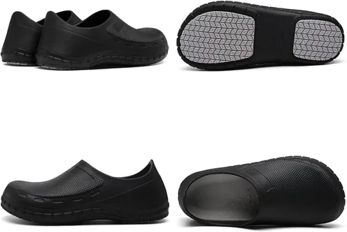 Miniatura 4 de Haifago Zapatos de chef antideslizantes para hombre, zuecos de trabajo de cocina resistentes al aceite, zapatos de servicio de alimentos
