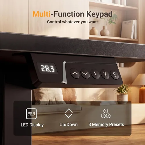 Miniatura 126 de Claiks Escritorio eléctrico de pie, escritorio de pie de altura ajustable, 63 x 24 pulgadas, escritorio de oficina en casa con tablero de empalme