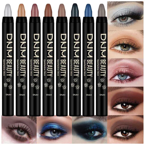 Miniatura 12 de Kaely - Juego de 2 barras de sombra de ojos en crema para ojos, lápiz brillante perla blanca y perla negra, maquillaje brillante de ojos