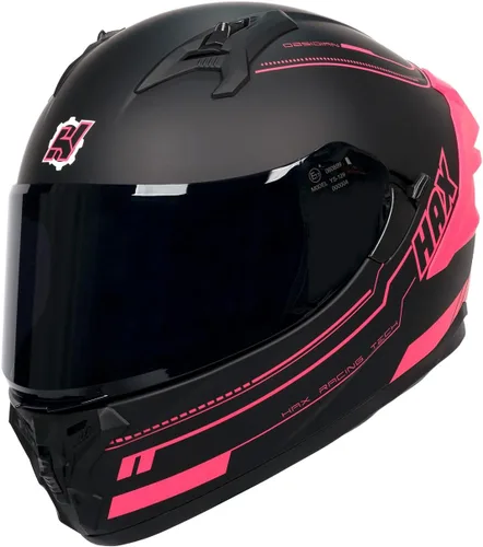 HAX Obsidian Pro Full Face Dual Visor Adult Motorcycle Helmet for Motorbike Street Bike with Pinlock Ready DOT Approved Obsidiana Pro Rosa