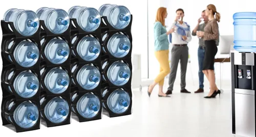 Miniatura 5 de Bariboo Estante apilable para almacenamiento de botellas de agua, organizador de 5 galones, soporte para jarra de cocina, gabinete y organización
