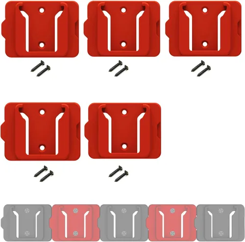 Soporte de Batería para Batería Milwaukee 18 18V (Sin Batería), Paquete de 5 Soportes de Batería de Pared para Almacenamiento en Pared, Furgoneta de