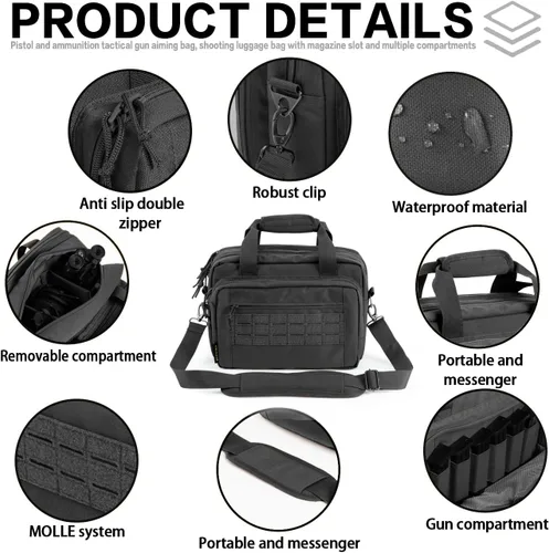 Miniatura 4 de Bolsa para polígono de tiro, estuche para pistola, bolsas para pistolas y munición para pistolas de mano y bolsa de transporte blanda para disparar