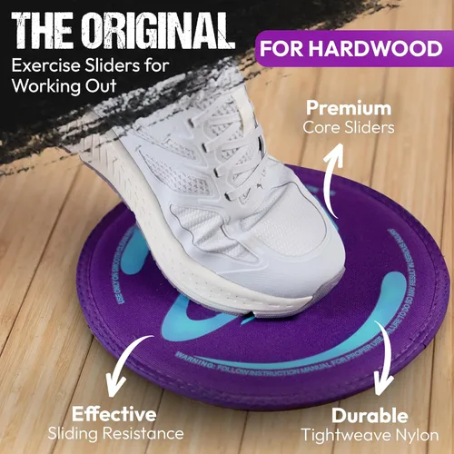 Miniatura 2 de Discos de deslizamiento para hacer ejercicio - Deslizadores de ejercicio para alfombra y suelos de madera dura 1 par, Discos de deslizador de Morado