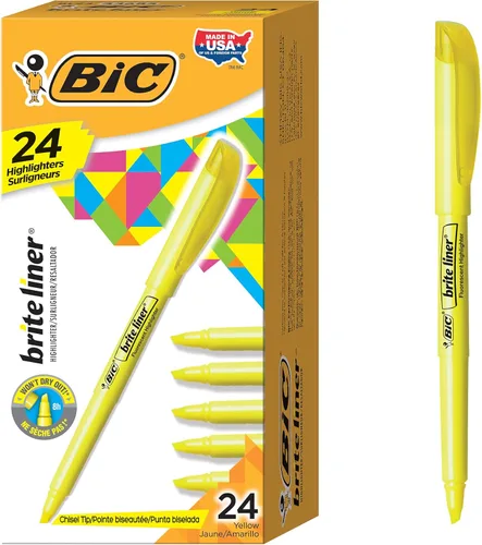 Miniatura 8 de Rotuladores, punta de cincel, colores surtidos, BIC Brite Liner 24 unidades, Amarillo