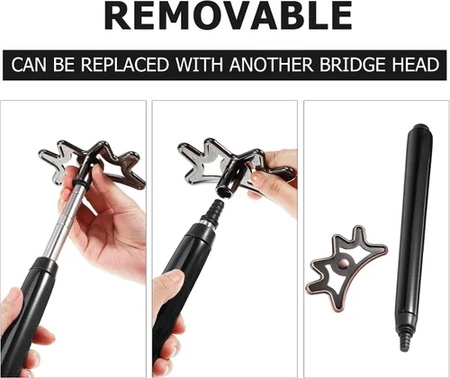 Miniatura 4 de Sumind Palo de puente retráctil para billar, puente de billar ajustable con cabeza extraíble, mango de madera y 5 ranuras de posición, accesorios