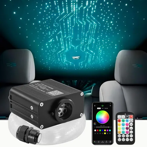 ATOKEE Kit de Revestimiento de Techo Estrellado 550 piezas 0.03 pulgadas 13.1 pies, 16W Luces de Estrella de Fibra Óptica Centelleantes de Tamaño