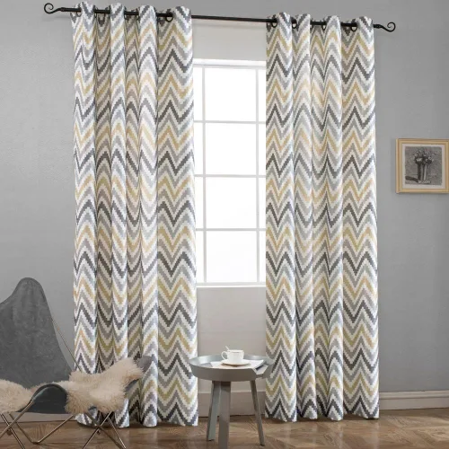 Miniatura 8 de Melodieux - Cortinas con ojales para ventana estilo Chevron para sala de estar, 52 x 96 pulgadas, color azul (1 panel)