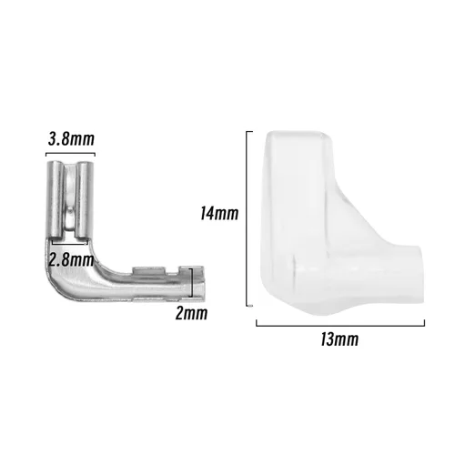 Miniatura 4 de ECSiNG 50 conectores de pala de terminal de crimpado de 0.110 in en ángulo de 90° con 50 fundas aislantes para interruptor de equipo, quad