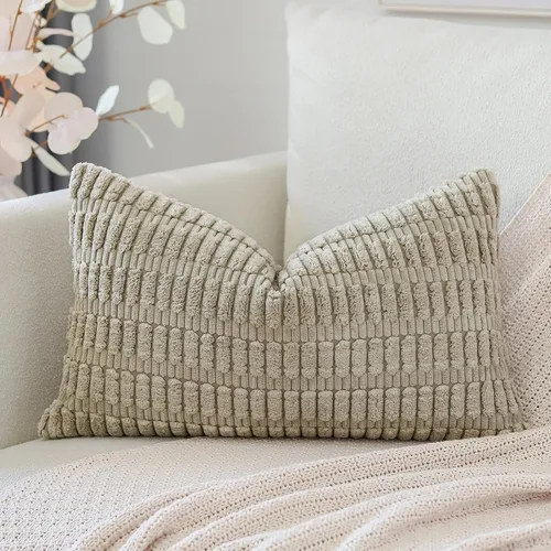 Miniatura 77 de OTOSTAR Fundas de Almohada Decorativas de Pana de 16 x 24 Pulgadas Súper Suaves Bohemias a Rayas Rectangulares Fundas de Cojín Modernas para Sofá