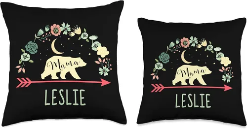 Miniatura 3 de Mama Bear Leslie Name Gifts Leslie - Cojín de regalo personalizado con nombre, diseño de oso de mamá para decoración del hogar, 16.0 x 16.0 in