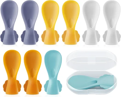 Miniatura 9 de Cuchara universal para alimentos para bebés, paquete de 10, cucharas de silicona para bebés, para viajes, para comida de bebé, cuchara exprimible