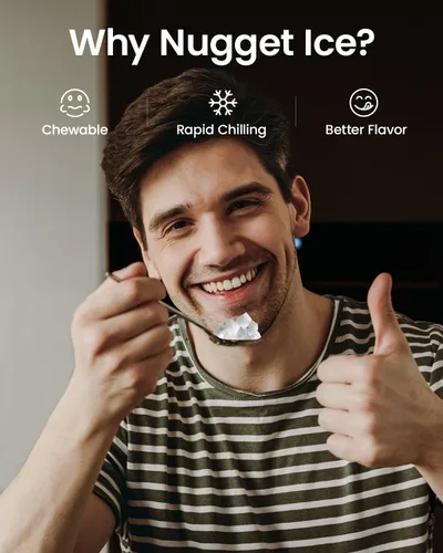 Miniatura 5 de VIVIDMOO Nugget - Máquina de hielo para encimera, 34 libras/día, máquina de hielo portátil de guijarros sónicos con autolimpieza, hielo rápido en 6