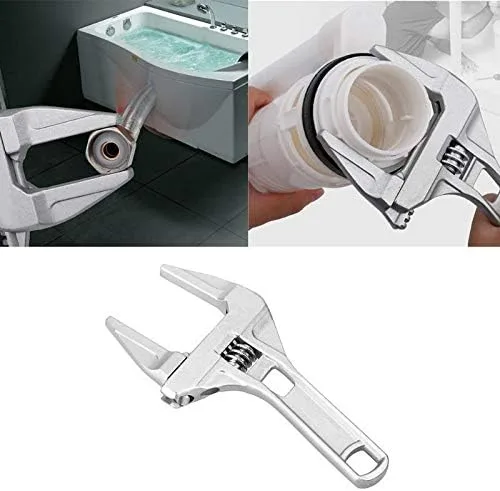 Miniatura 8 de Llave ajustable, llave de baño de apertura grande de 0.630-2.677 in de boca ancha, llave de aleación de aluminio, herramienta de mano de tuerca