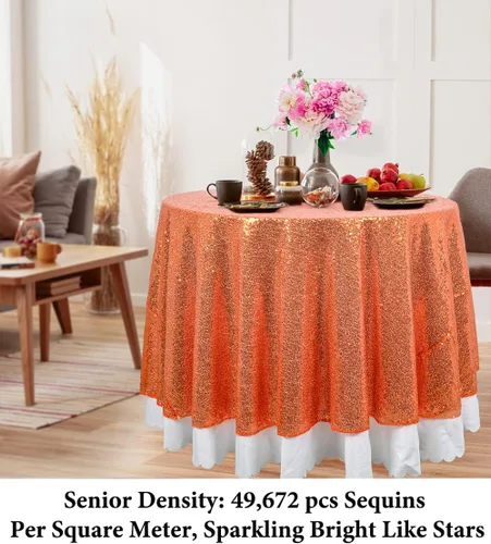 Miniatura 3 de DUOBAO Manteles redondos de lentejuelas naranjas de 72 pulgadas, manteles de lentejuelas para bodas, manteles de lentejuelas redondas, cubierta
