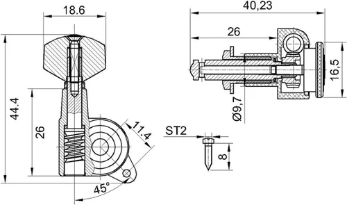 Miniatura 5 de Rubatone Clavijas de afinación de cuerda de guitarra con bloqueo, cabezales sellados, afinadores, teclas de afinación 6 en línea para guitarra
