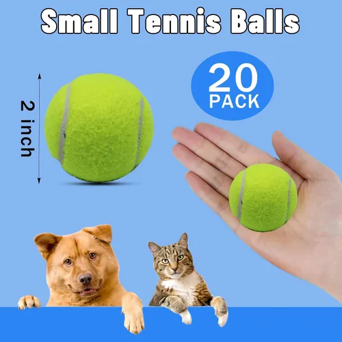 Miniatura 2 de Magicorange Pelotas de tenis pequeñas, paquete de 20 pelotas de tenis de 2 pulgadas para perros, coloridas y fáciles de atrapar con bolsa de malla