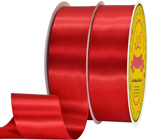 Miniatura 172 de Cinta de satén blanca antigua de doble cara de 1-1/2 pulgadas x 50 yardas, cinta de poliéster para envolver regalos, día de San Valentín, bodas
