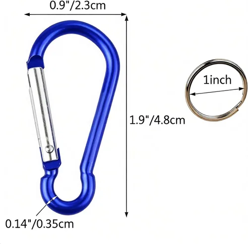 Miniatura 2 de 30 clips de mosquetón de 2 pulgadas con llaveros de aluminio con anillo en D
