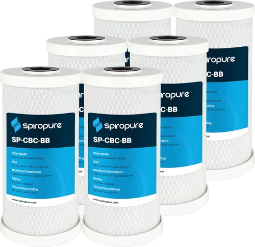 Miniatura 25 de SpiroPure SP-CBR2-10 10x2.5 0.5 Micron NSF Certificado NSF Cartucho de filtro de agua de bloque de carbono CBR2-10 155268-43 SMCB-2510 (caja de 12)