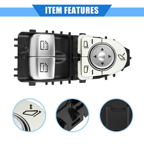 Miniatura 4 de Interruptor de control de ventana compatible con Mercedes-Benz Vito W447 2015-2018, plástico duradero negro