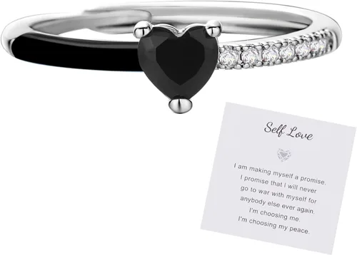 Harlermoon Anillos de corazón para mujer, anillos de promesa esmaltados para madre e hija, mejores amigos, joyería ajustable, regalos de cumpleaños,