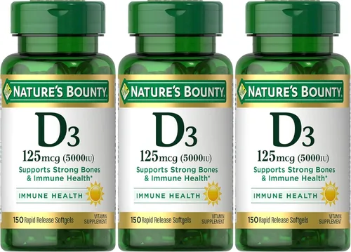 Miniatura 5 de Nature's Bounty Vitamina D3 para la salud inmune 5000 UI, liberación rápida 400 cápsulas blandas