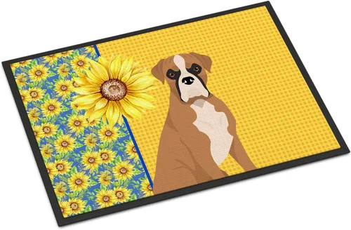 Miniatura 159 de Caroline's Treasures WDK5313MAT Airedale Terrier - Tapete para puerta delantera de 18 x 27 pulgadas, diseño de girasoles de verano, para entrada