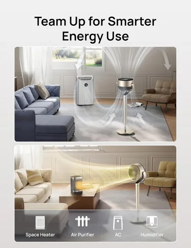 Miniatura 7 de Dreo Ventilador de pedestal con control inteligente, 43 pulgadas, ventiladores silenciosos oscilantes omnidireccionales de 150° + 120°