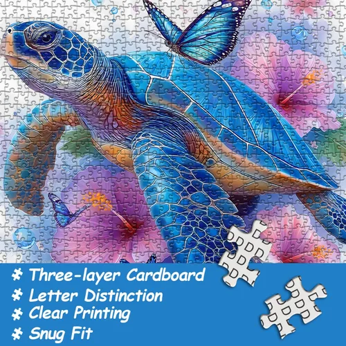 Miniatura 3 de Rompecabezas de Tortugas Marinas para Adultos 1000 Piezas, Rompecabezas de Arte Floral Animal de PICKFORU Naturaleza, Rompecabezas Únicos