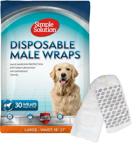 Miniatura 13 de Simple Solution Envolturas desechables para macho, bandas absorbentes a prueba de fugas para el vientre para perros, ayuda para la incontinencia