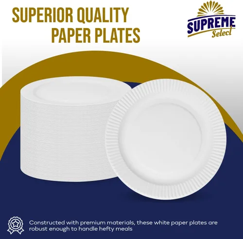 Miniatura 3 de Platos de papel desechables a granel [Juego de 100 6 pulgadas] Plato grande blanco sin recubrimiento, ideal para fiestas de cumpleaños, bodas