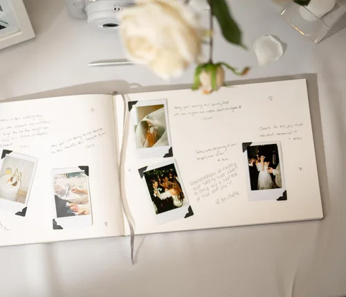 Miniatura 6 de MUUJEE Libro de visitas personalizado con brillo bronce - Libro de invitados moderno personalizado de alta calidad para recepción de boda, fiesta