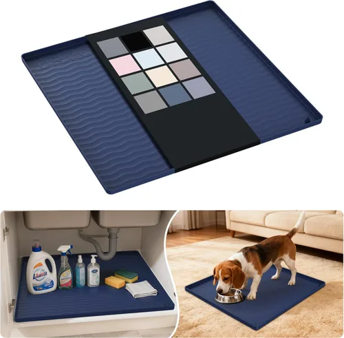 Miniatura 107 de URMONA Tapete de silicona impermeable para debajo del fregadero, 34 x 22 pulgadas, forro para estante de cocina y baño, protector de gabinetes