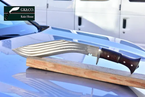 Miniatura 5 de GK&CO. Kukri House Auténtico Kukri/Khukuri 14.5" Hoja 5" Chirra (5 Fuller) Gorkha Bloqueador de cuchillos Mango de palisandro-GK - Hecho a mano