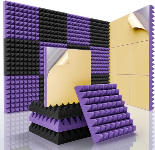 Sonicism Acoustic Panels Self-Adhesive Pyramid 12 Pack,0.9" X 12" X 12" Sound Proof Foam Panels for walls High Density,Acoustic Wall Panels Fast