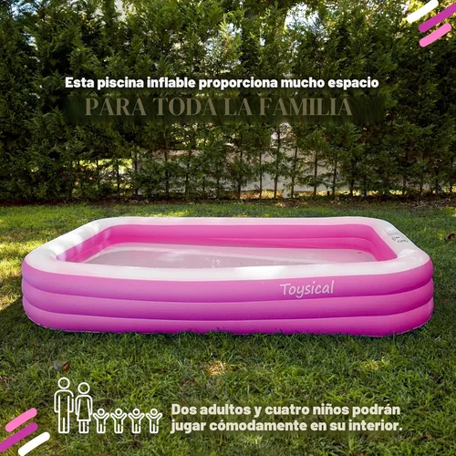 Miniatura 5 de Toysical Piscina Inflable para Niños y Adultos - 118 x 72 x 22 - Más Duradera que Otras Piscinas Inflables para Adultos - Incluye Parches Rosa