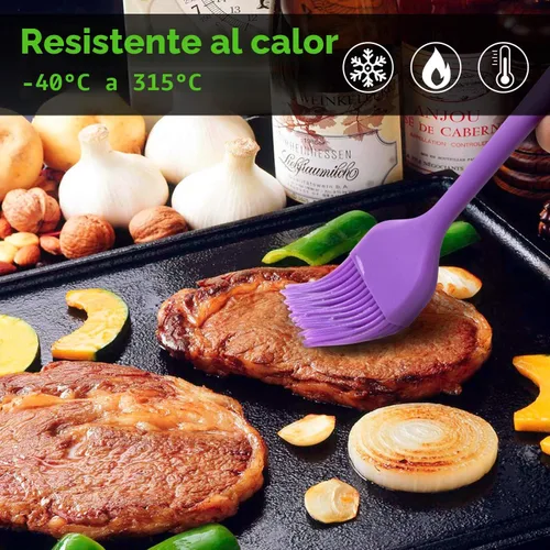 Miniatura 4 de HOTEC Cepillos para glasear resistentes al calor de 600 ℉, cepillo de repostería de silicona sin BPA, para untar aceite, mantequilla, salsa, adobos