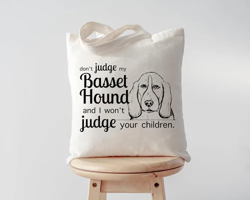 Miniatura 3 de Pet Studio Art Bolso tote Don't Judge My Dog Basset Hound