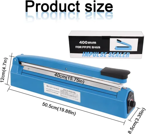 Miniatura 6 de Máquina selladora térmica por impulso de 16 pulgadas para bolsas de plástico, bolsas de PE PP y bolsas de papel Kraft, sellador de bolsas