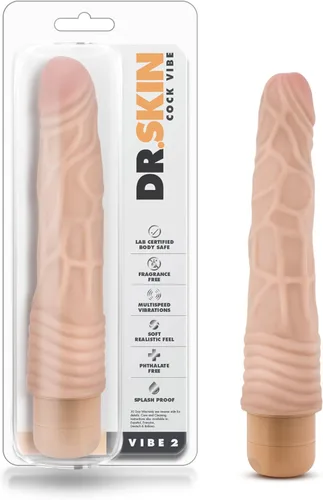 Miniatura 9 de Blush Dr. Skin Cock Vibe #1: Consolador vibrador largo de 9 pulgadas ~ Vibrador silencioso de múltiples velocidades de 2 pulgadas de ancho ~ Beige
