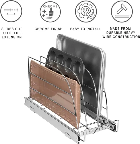 Miniatura 6 de HOLDN' STORAGE Organizador extraíble para utensilios de horno, tabla de cortar y bandejas, divisores ajustables, resistente, garantía limitada